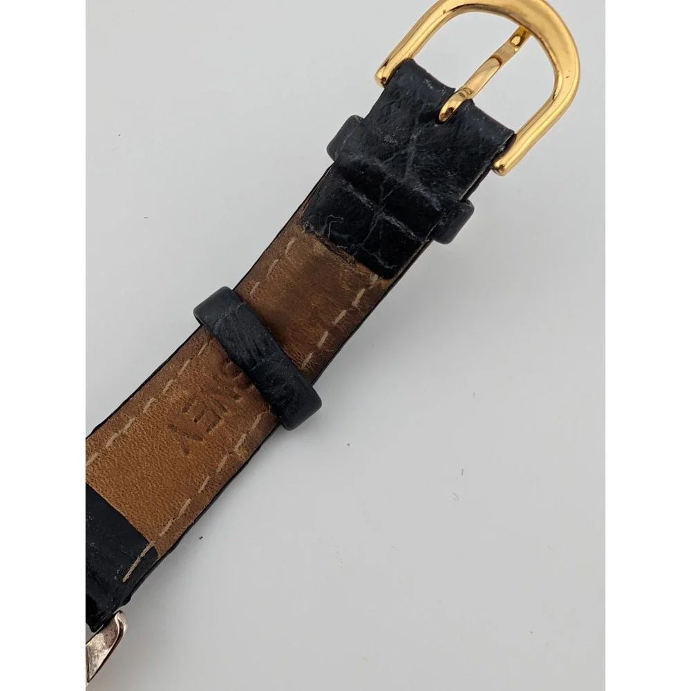 Disney Time Works Mickey Mouse Watch Women‎ Black Leather Band- New Battery